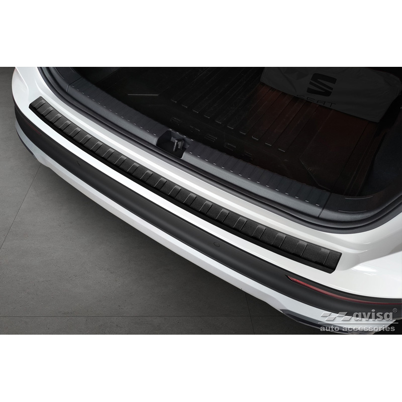 Matt Black Stainless Steel Rear bumper protector  Seat Ateca 2016-2020 & FL 2020- 'Ribs'