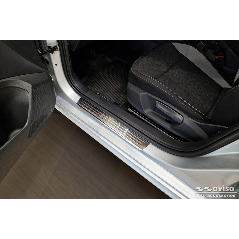 Stainless Steel Door sill protectors  Skoda Kamiq (NW4) 2019-2024 & FL 2024- 'Lines' - 4-pieces