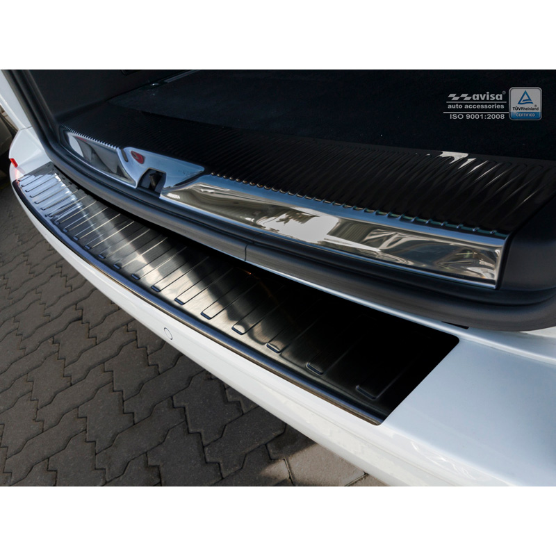 Black Stainless Steel Rear bumper protector  Volkswagen Transporter T6 2015-2019 & FL 2019-2020 & T6.1 2020-2022 (with rear hatch) 'Ribs'