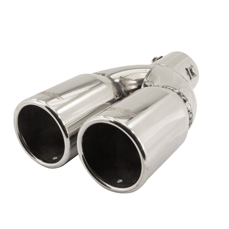 Simoni Racing Exhaust Tip Double Round Inox - Ø76xL230mm - Installation ->61mm