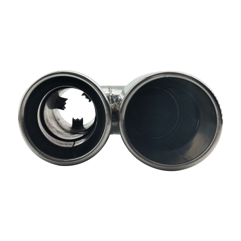Simoni Racing Exhaust Tip Double Round Inox - Ø90xL220mm - Installation ->Ø37-59mm