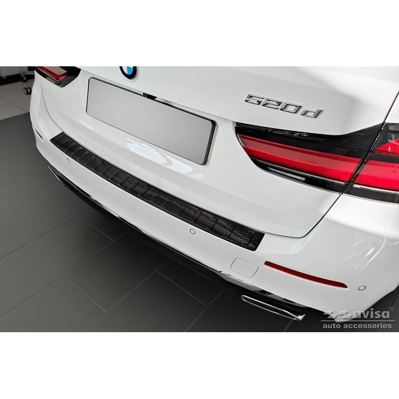 Real 3D Carbon Rear bumper protector  BMW 5-Series Touring G31 FL 2020-2024 'Ribs'