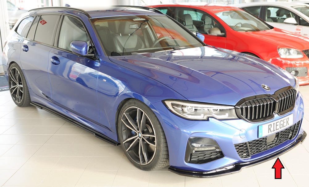 Voorspoiler passend voor BMW 3 Serie G20 Rieger Glans Zwart