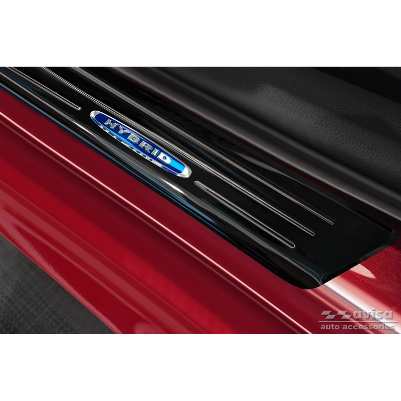 Black Inox door sill protectors  Toyota Yaris 2020- incl. Facelift, excl. GR / Toyota Yaris Cross 2021- / Toyota C-HR II 2023- 'Hybrid' - 4-pieces