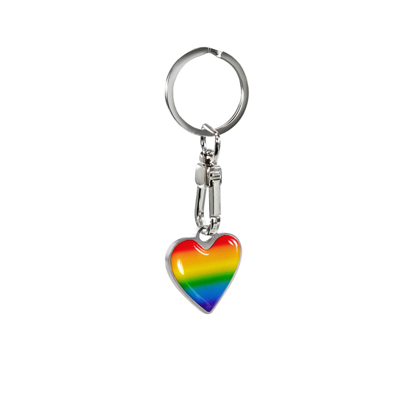 Stainless steel key chain - 'Heart' rainbow