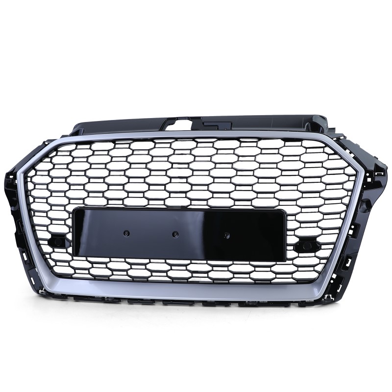 Grill passend voor Audi A3 8V RS3 look 17-20 Zwart/Zilver