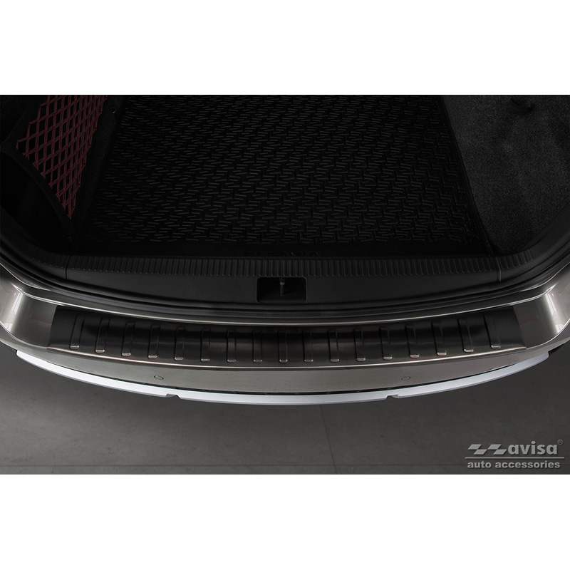 Black Stainless Steel Rear bumper protector  Skoda Octavia III Scout 2014-2020 'Ribs'