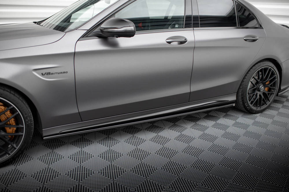 Zijskirts passend voor Mercedes AMG C63 Sedan / Estate FL Maxton Glans Zwart