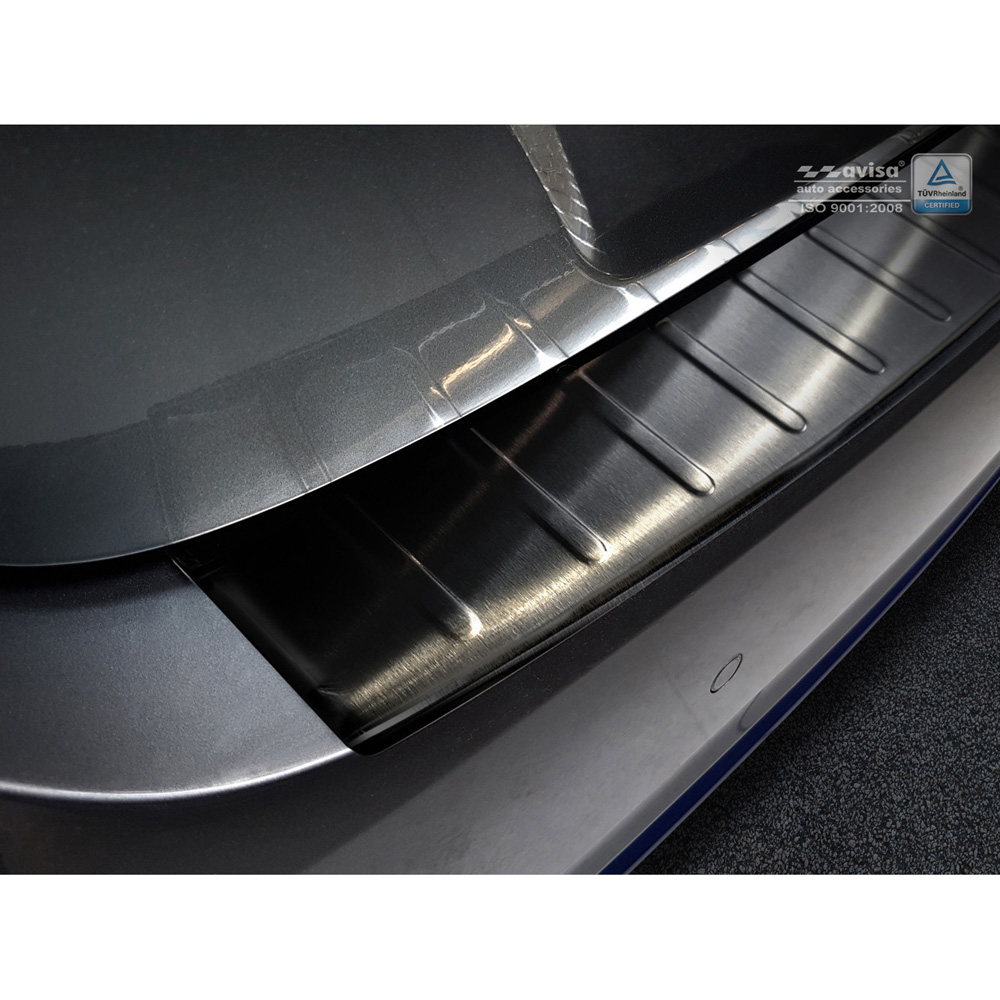 Black Stainless Steel Rear bumper protector  Nissan Leaf II 2017-2021 & FL 2021- 'Ribs'
