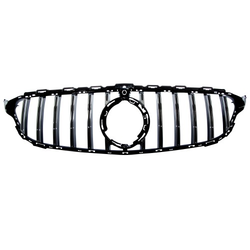 Grill passend voor Mercedes W205 Facelift 18-.. Zwart Chroom GT Look Camera