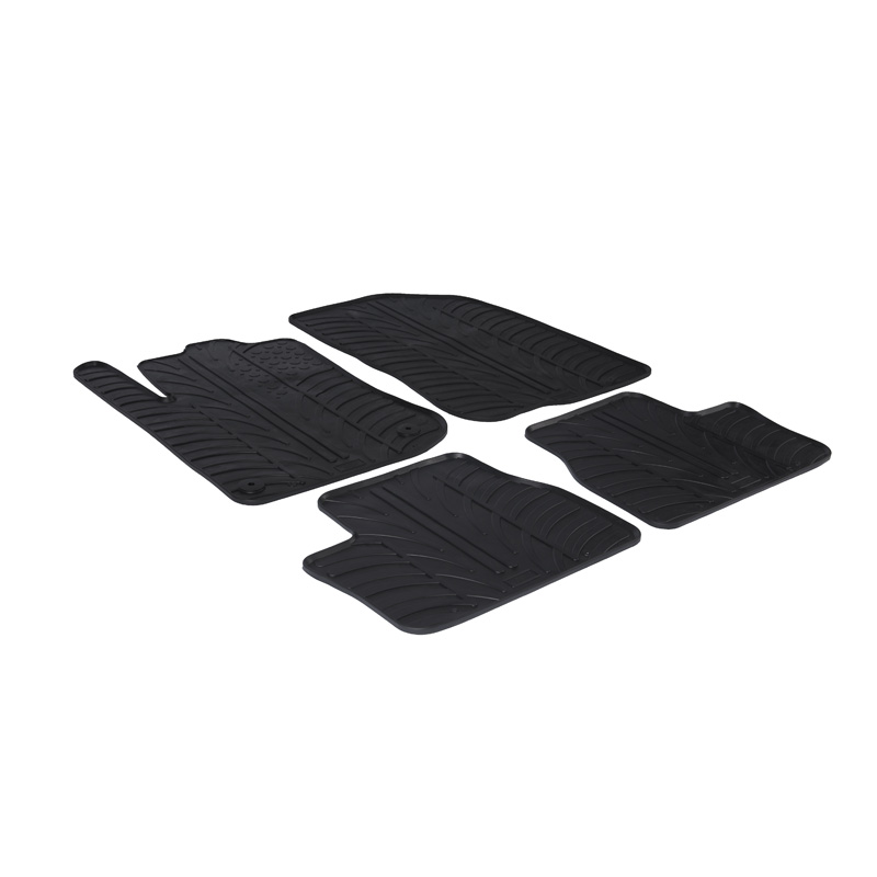 Rubber car mats set  Peugeot 2008 incl. Crossover 2013-2019 (T profile 4-pieces + mounting clips)