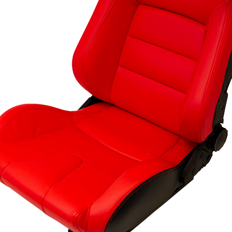 Sport seat 'RK' - Red Synthetic leather - Dual-side reclinable back-rest - incl. slides