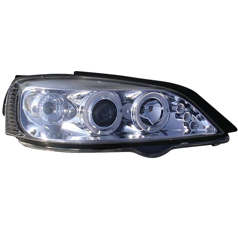 Set Headlights  Opel Astra G 1998-2003 - Chrome - incl. Halos - Type 2