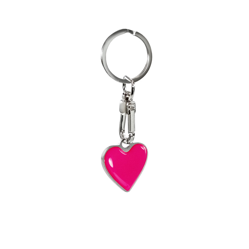 Stainless steel key chain - 'Heart' pink