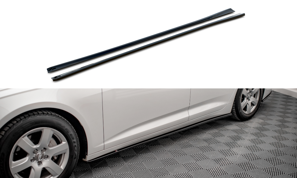 Zijskirts passend voor Audi A6 C8 Maxton Glans Zwart
