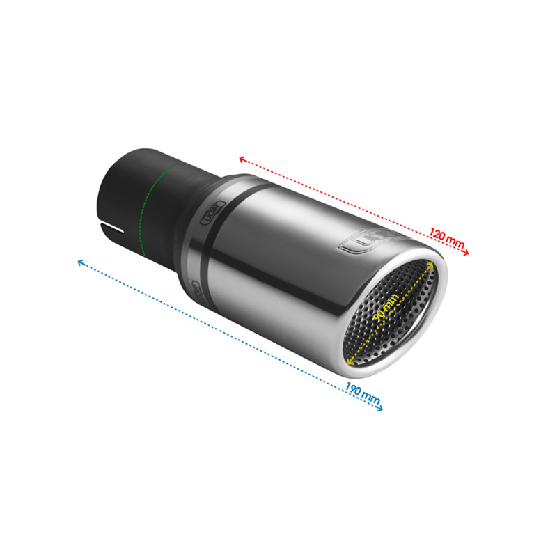 Ulter Sport Exhaust finisher - Round Ø90mm Slanted RS - Length 120mm - Installation ->50mm - Inox
