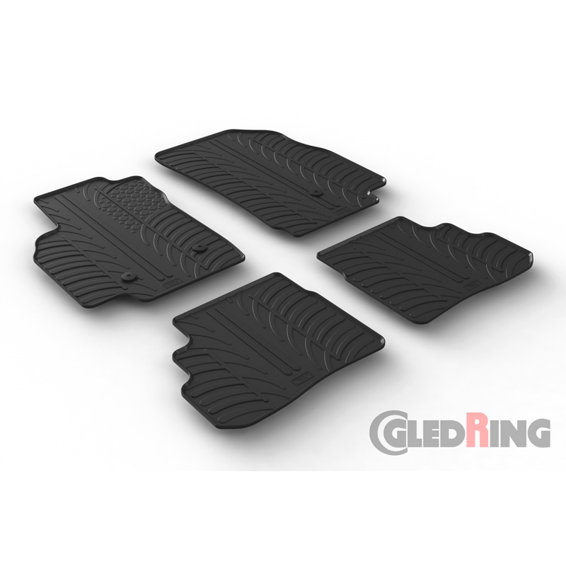 Rubber car mats set  Opel Karl 8/2015- (T profile 4-pieces + mounting clips)