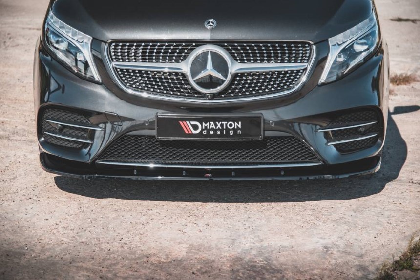 Voorspoiler passend voor Mercedes V-Klasse W447 AMG-Line Maxton Design glans zwart v.2