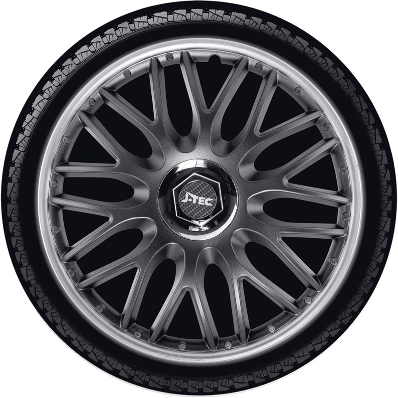 Set J-Tec wheel covers Orden SR 15-inch grey/silver + chrome ring