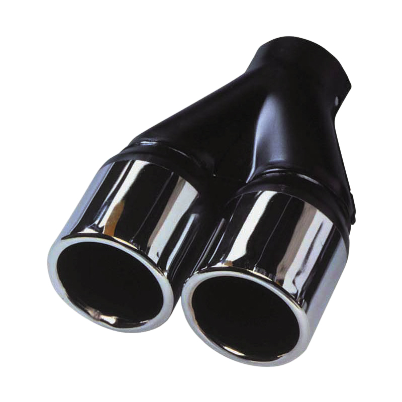 Exhaust finisher Steel/Chrome - 2x round 70mm - length 200mm - ->50mm connection
