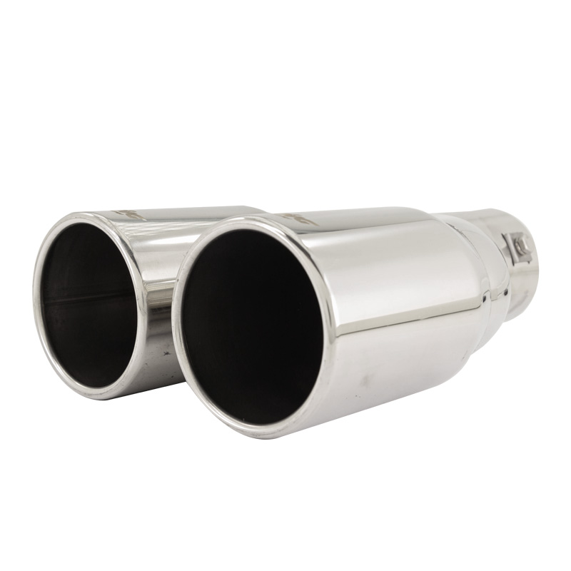 Simoni Racing Exhaust Tip Double Round Inox - Ø76xL230mm - Installation ->61mm