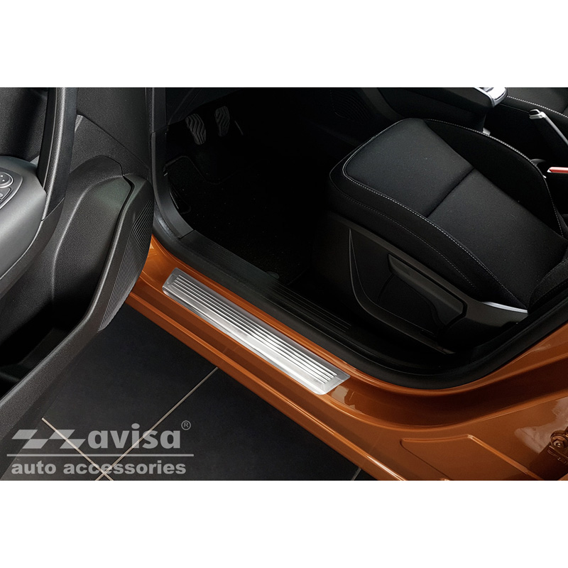 Stainless Steel Door sill protectors  Renault Captur II 2020- 'Lines' - 4-pieces