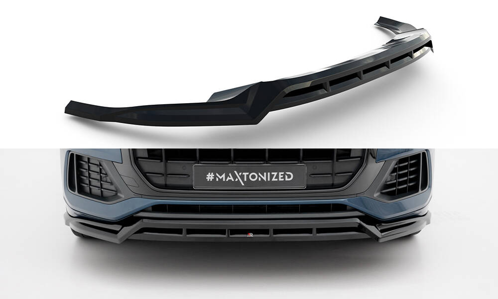 Voorspoiler passend voor Audi Q8 MK1 Maxton Glanzend zwart