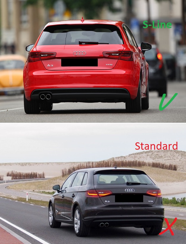 Achteraanzet RS Glossy black Rieger Audi A3 8V 3deurs/Sportback