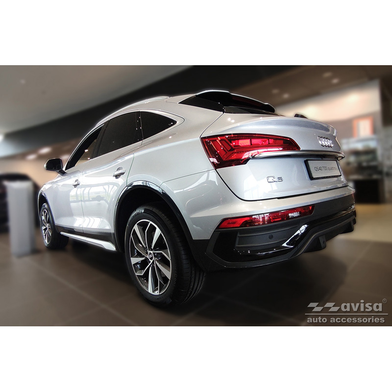 Black Stainless Steel Rear bumper protector  Audi Q5 Sportback 2020- incl. S-Line