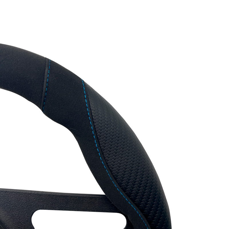 Simoni Racing Steering Wheel Cover Good Vibe B - Black Ecoleather/Microfiber/Carbon Look + Blue Inserts - 37-39cm