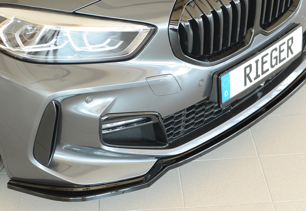 Voorspoiler passend voor BMW 1 Serie F40 Rieger Glans Zwart