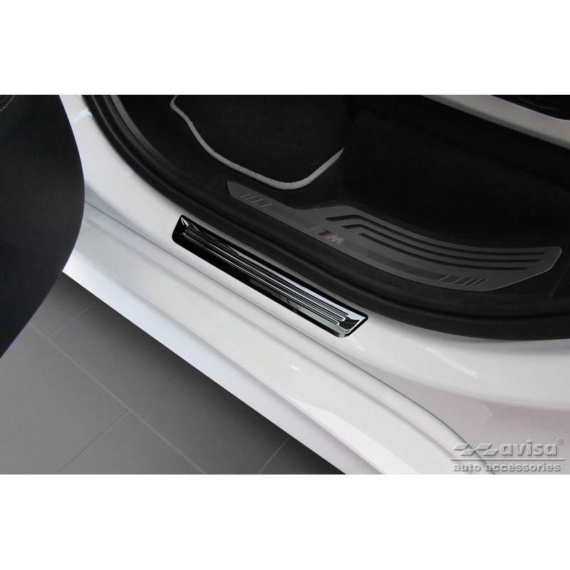 Mirror Black Inox door sill protectors  BMW X7 G07 2019- 'Hybrid' - 4-pieces