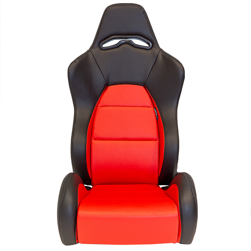 Sport seat 'Eco' - Black/Red Synthetic leather - Right-side reclinable back-rest - incl. slides