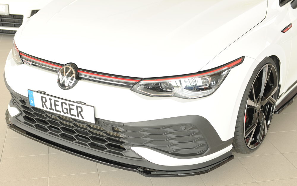 Voorspoiler passend voor Volkswagen Golf 8 GTI Clubsport Rieger Glans Zwart