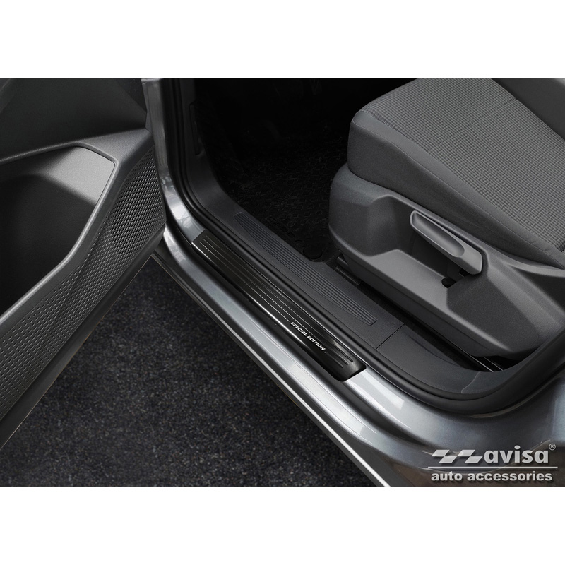 Black Stainless Steel Door sill protectors  Volkswagen Caddy V 2020- - 'Special Edition' - 2-pieces