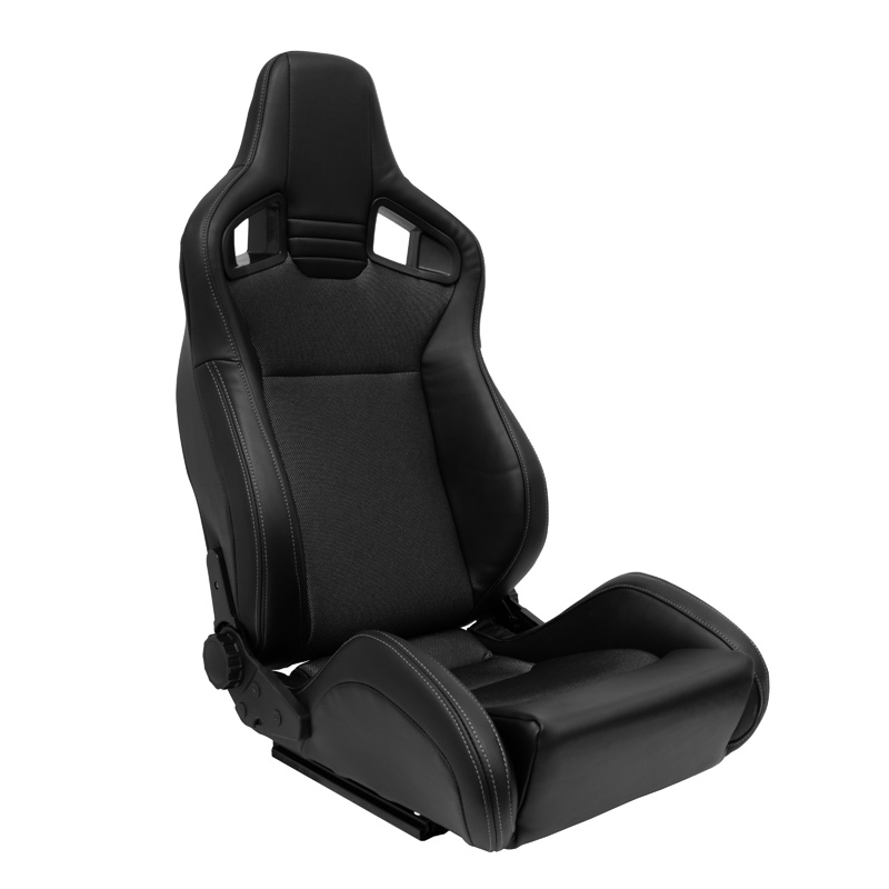 Sport seat 'NK' - Black Synthetic leather + Grey Fabric - Dual-side reclinable back-rest - incl. slides