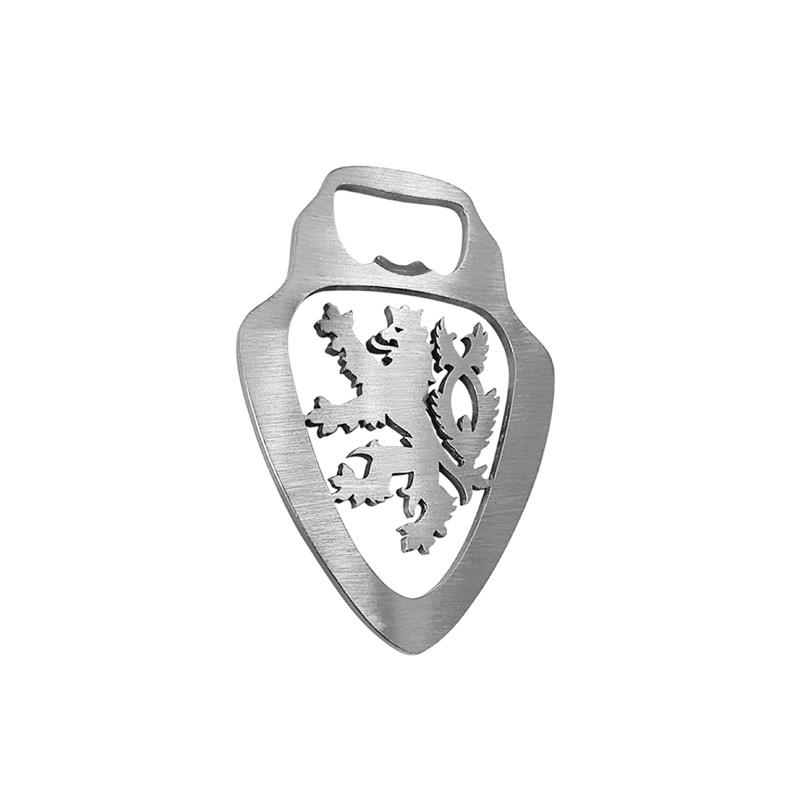 Stainless steel bottle opener - 'Czech Republic Emblem' (silver)