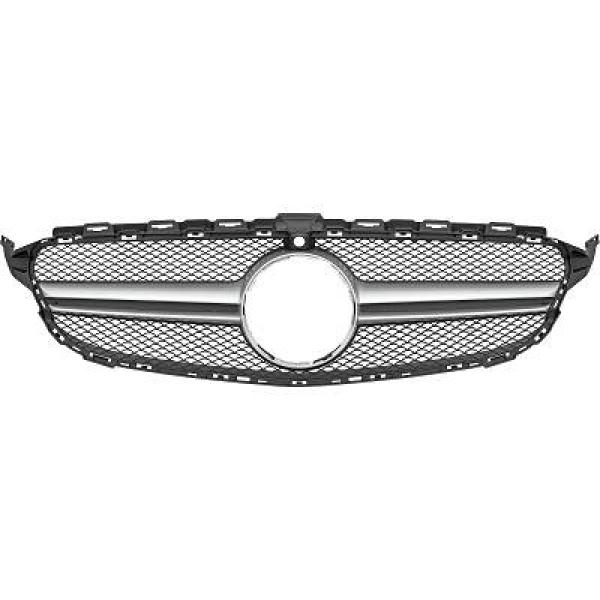 Grill passend voor Mercedes W205 13-18 Zwart Alu C63-look Camera
