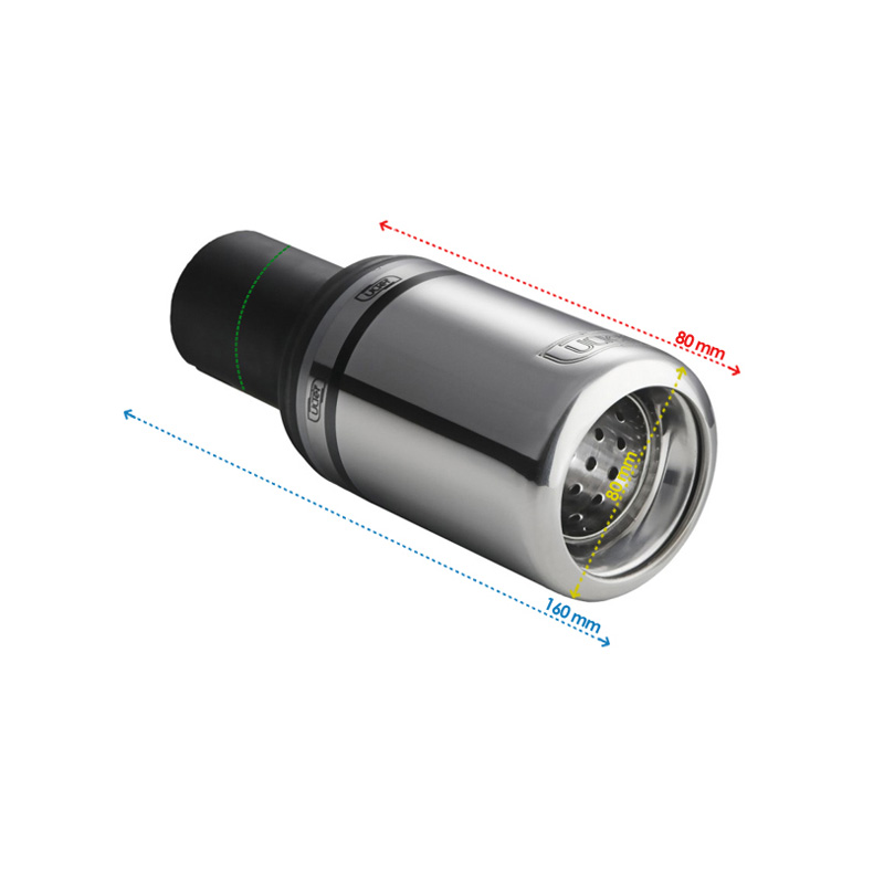 Ulter Sport Exhaust finisher - Round Ø80mm Type 2 - Length 80mm - Installation ->50mm - Inox