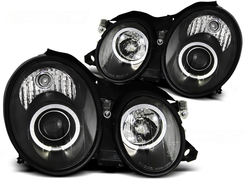 Headlights Mercedes W208 Angel Eyes CCFL clear black 98-02