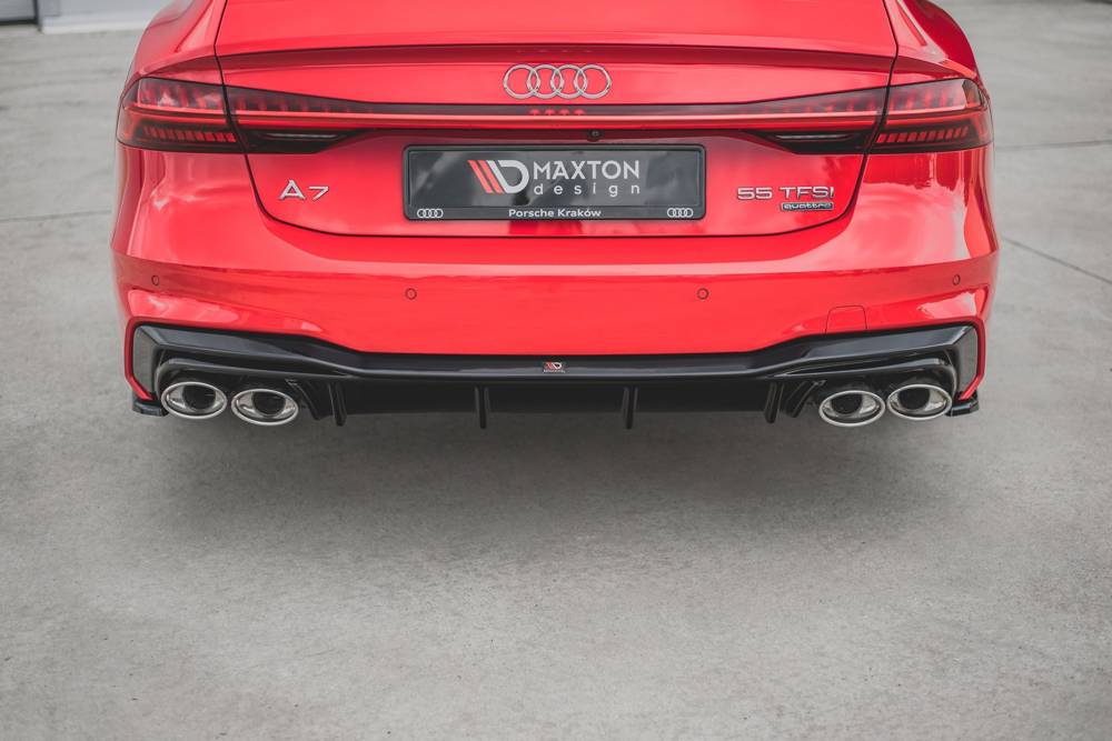 Diffuser passend voor Audi A7 C8 S-Line Maxton Glans Zwart Chrome Sierstukken