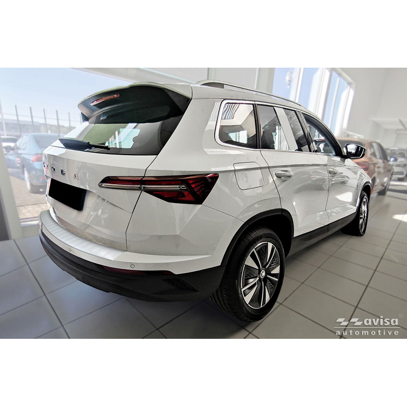 Avisa Stainless Steel Powdercoated Rear bumper protector  Skoda Karoq Facelift 2022- incl. Sportline 'Soft Silver'