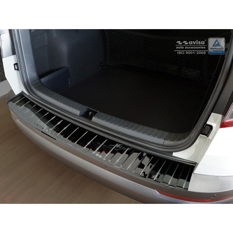 Black Mirror Stainless Steel Rear bumper protector  Skoda Karoq 2017-2022 'Ribs'