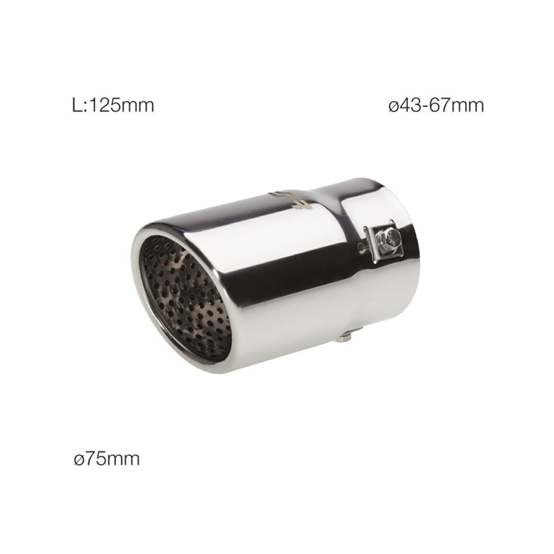 Simoni Racing Exhaust Tip Round/Slanting Inox - Ø76xL128mm - Installation ->68mm