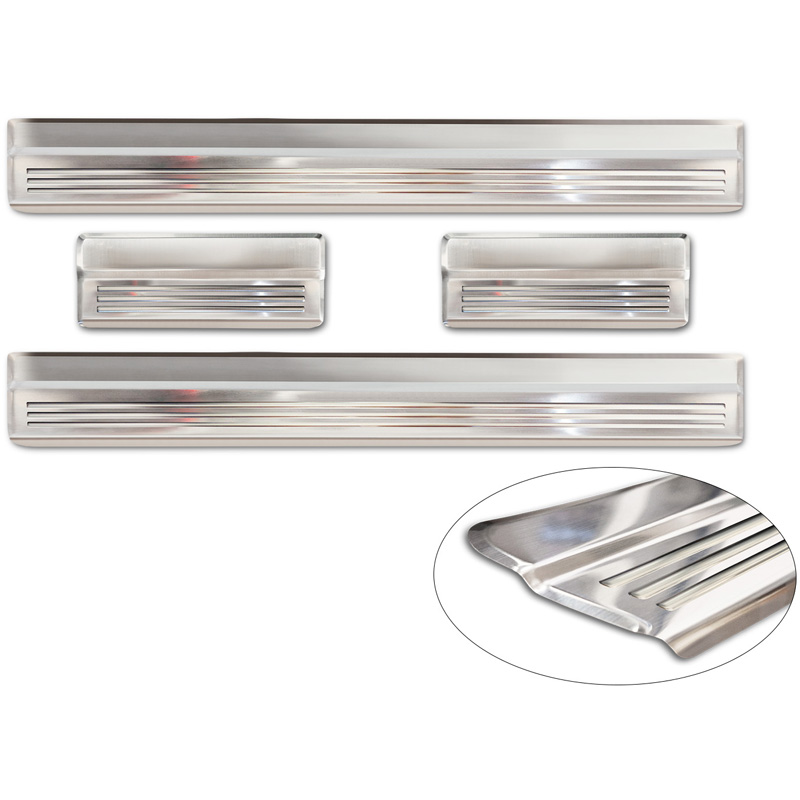 Avisa Stainless Steel Door sill protectors  Nissan Qashqai II 2013-2017 & Facelift 2017-2020 - 'Lines' - 4-pieces