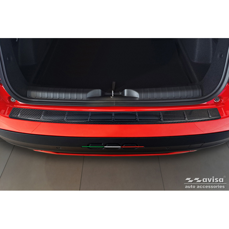 Real 3D Carbon Rear bumper protector  Fiat 600 Hybrid & 600e 2023- 'Ribs'