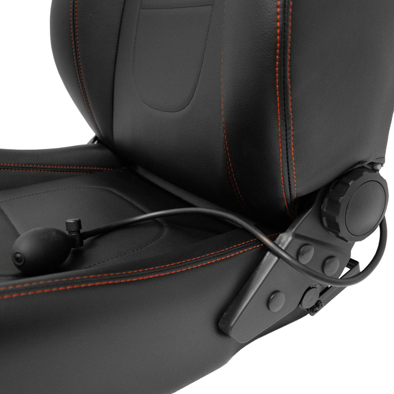 Sport seat 'Retro II' - Black Synthetic leather + Red stitching - Dual-side reclinable back-rest - incl. slides