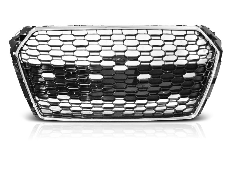 Grill passend voor Audi A4 B9 2015-2019 RS4 Look Glans Chroom/Zwart PDC