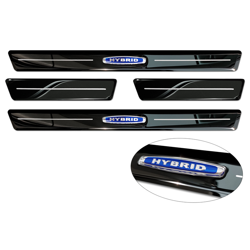 Mirror Black Inox door sill protectors  Volvo V90 2016- 'Hybrid' - 4-pieces