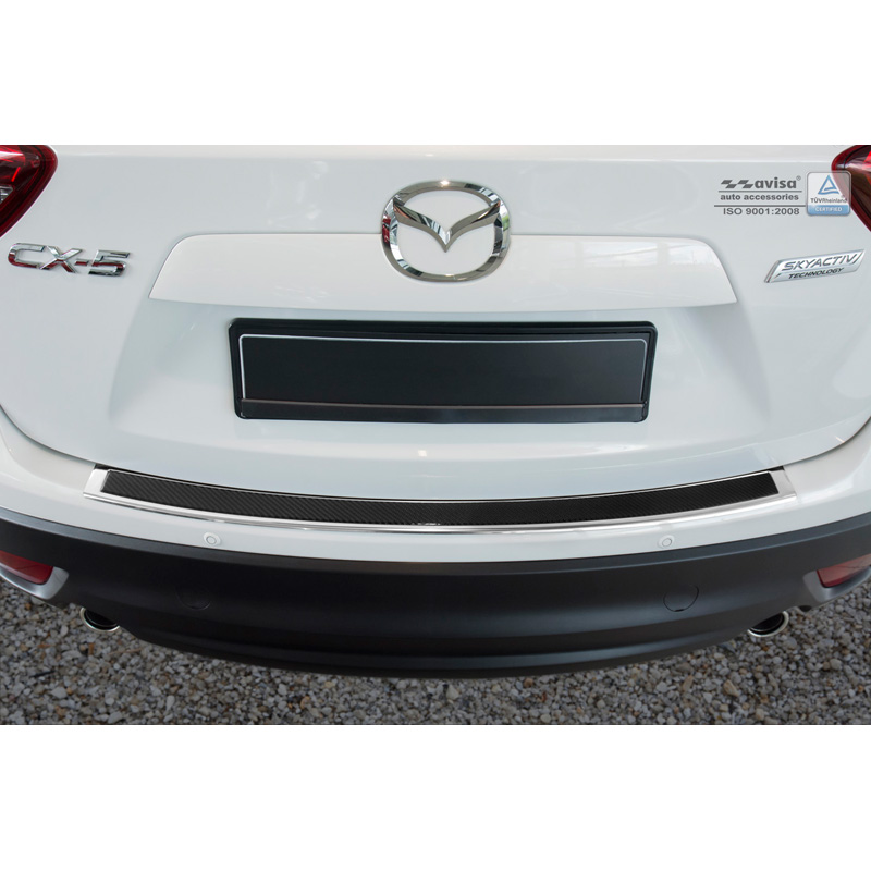 Stainless Steel Rear bumper protector 'Deluxe'  Mazda CX5 2012-2017 Chrome/Black Carbon